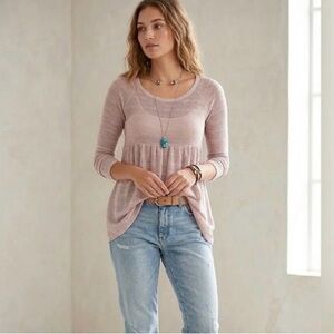 American Eagle Soft Knit Babydoll Tunic Top XS Blush Pink Lavender Boho